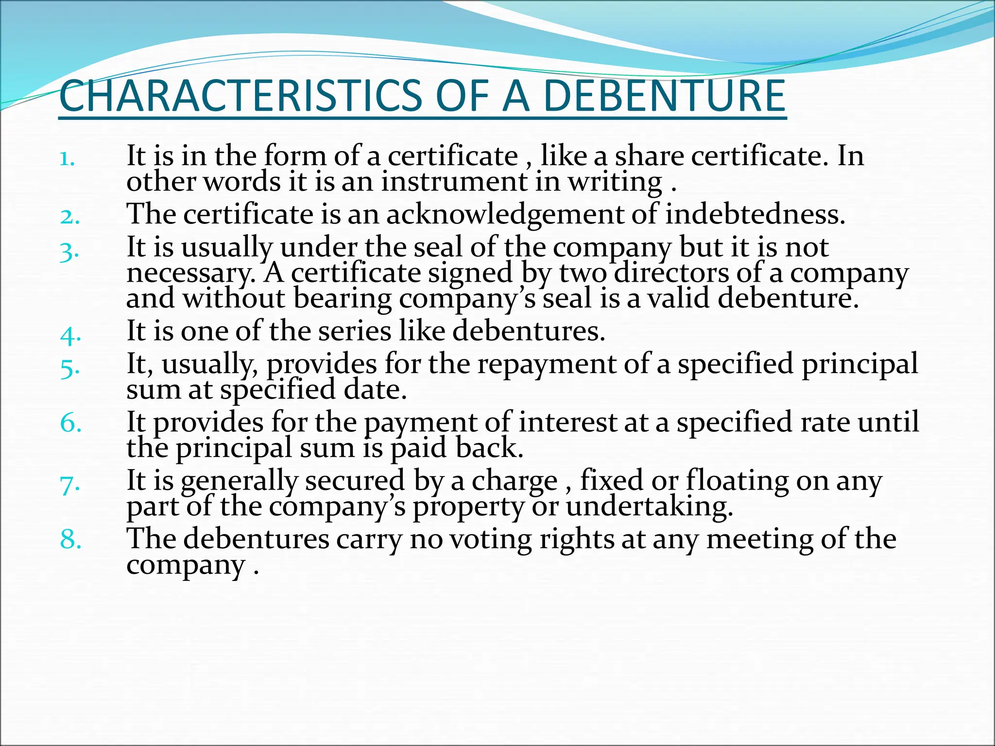 Debenture Lecture 8 Ppt