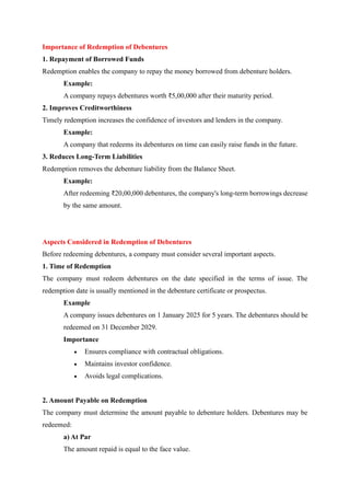 Debentures: Issue, Classification, and Redemption | PDF