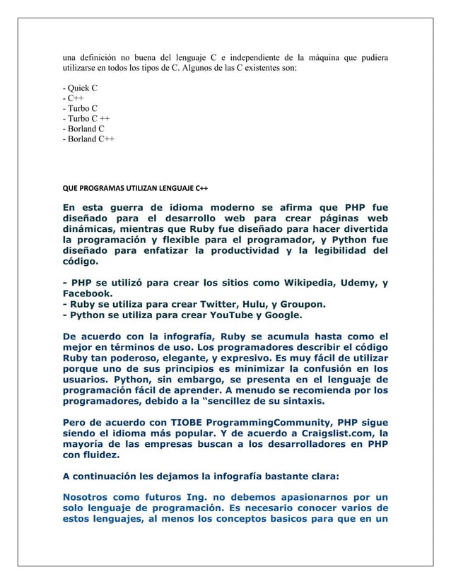 historia del lenguaje c++ | DOCX