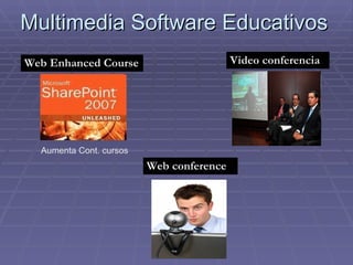 Multimedia Software Educativos Web conference Video conferencia Web Enhanced Course Aumenta Cont. cursos 