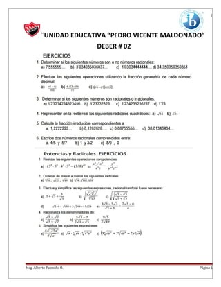 1
¨UNIDAD EDUCATIVA “PEDRO VICENTE MALDONADO”
DEBER # 02
Msg. Alberto Pazmiño O. Página 1
 