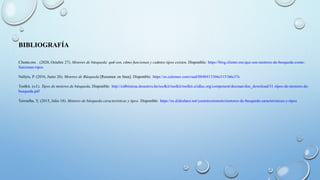 BIBLIOGRAFÍA
Cliento.mx . (2020, Octubre 27). Motores de búsqueda: qué son, cómo funcionan y cuántos tipos existen. Disponible: https://blog.cliento.mx/que-son-motores-de-busqueda-como-
funcionan-tipos
Nallyis, P. (2016, Junio 26). Motores de Búsqueda [Resumen en línea]. Disponible: https://es.calameo.com/read/0048413366e3151b6c37e
Toolkit. (s.f.). Tipos de motores de búsqueda. Disponible: http://cidbimena.desastres.hn/toolkit/toolkit/toolkit.cridlac.org/component/docman/doc_download/31-tipos-de-motores-de-
busqueda.pdf
Torrealba, Y. (2015, Julio 18). Motores de búsqueda características y tipos. Disponible: https://es.slideshare.net/yusmircoromoto/motores-de-busqueda-caracteristicas-y-tipos
 