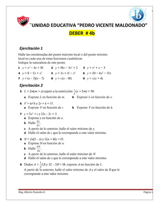 1
¨UNIDAD EDUCATIVA “PEDRO VICENTE MALDONADO”
DEBER # 4b
Ejercitación 1
Ejercitación 2
Msg. Alberto Pazmiño O. Página 1
 