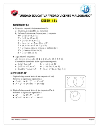 1
¨UNIDAD EDUCATIVA “PEDRO VICENTE MALDONADO”
DEBER # 5b
Msg. Alberto Pazmiño O. Página 1
 
