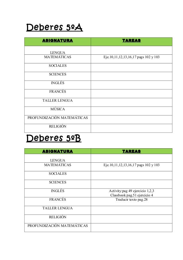 Deberes Diarios