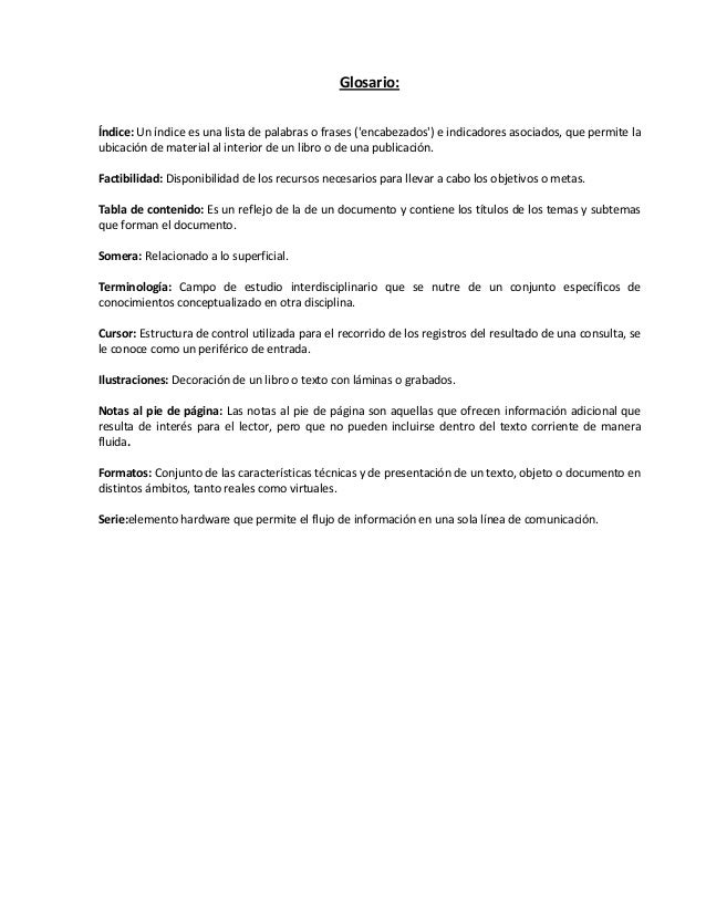 Trabajo de investigacion tabla de contenidos, tabla de