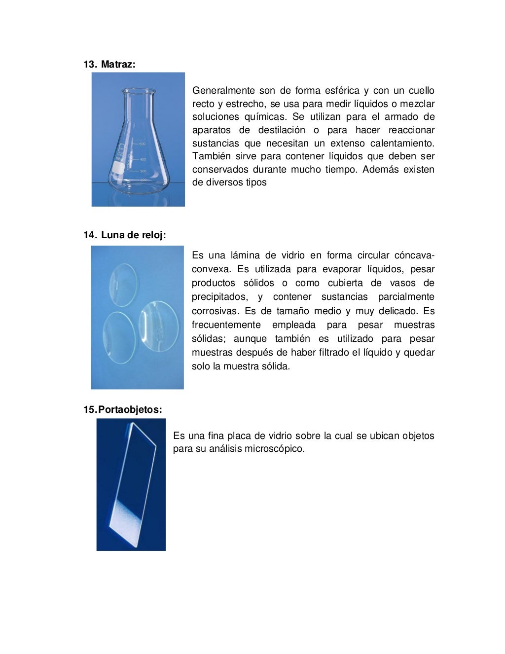 30 Materiales de Vidrio para Laboratorio de Química 30 Materiales de Vidrio para Laboratorio de Química