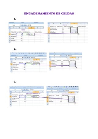 ENCADENAMIENTO DE CELDAS
1.-




2.-




3.-
 