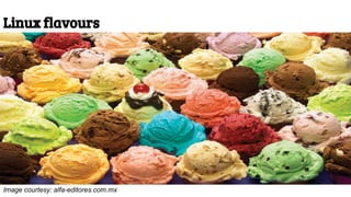 Linux flavours
Image courtesy: alfa-editores.com.mx
 