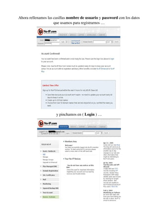 Ahora rellenamos las casillas nombre de usuario y password con los datos 
que usamos para registrarnos …
 
y pinchamos en ( Login ) …
 