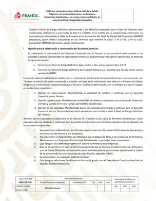 Políticas y Lineamientos para el Desarrollo de la Debida
Diligencia en Petróleos Mexicanos, sus Empresas
Productivas Subsi...