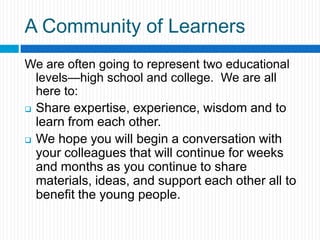 Introductions, cont.Participants7 words:Google, schmoogle, Mom says get a PhD.10 words:First name, school or organization name, your role there, something about yourself we might not suspectDeb Reach for College! Director, kayaker on the Potomac