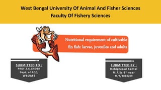 West Bengal University Of Animal And Fisher Sciences
Faculty Of Fishery Sciences
SUBMITTED TO :
PROF.T.K.GHOSH
Dept. of AQC,
WBUAFS
SUBMITTED BY :
Debiprasad Kantal
M.F.Sc-1st year
M/F/2018/09
 
