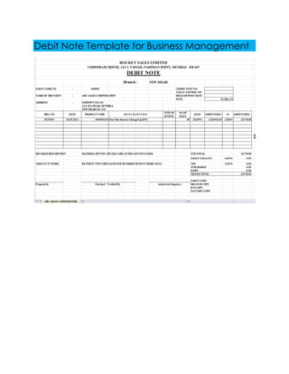 Debit Note Template for Business Management
 