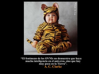 “ El fenómeno de los OVNIs no demuestra que haya mucha inteligencia en el universo, sino que hay muy poca en la Tierra”. A. C. Clarke 