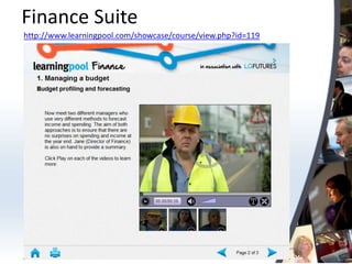 Finance Suite
http://www.learningpool.com/showcase/course/view.php?id=119
 