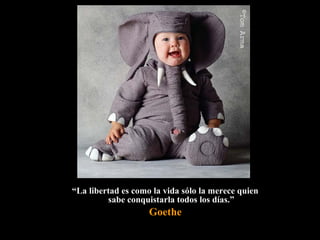 ““La libertad es como la vida sólo la merece quienLa libertad es como la vida sólo la merece quien
sabe conquistarla todos los días.”sabe conquistarla todos los días.”
Goethe
 