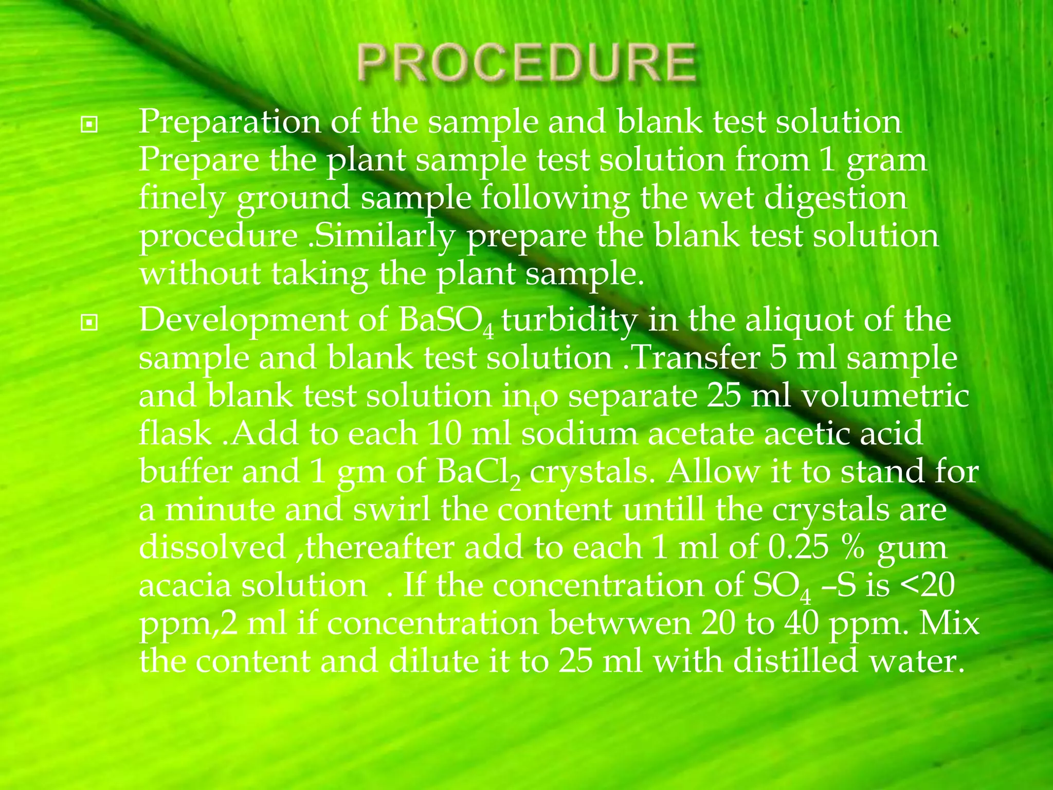 Plant Sample For Testing SULPHUR ESTIMATION IN PLANT SAMPLE | PPTX