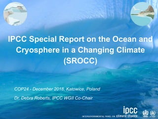 IPCC Special Report on the Ocean and
Cryosphere in a Changing Climate
(SROCC)
COP24 - December 2018, Katowice, Poland
Dr. Debra Roberts, IPCC WGII Co-Chair
 