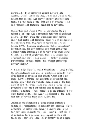 DEBRA R. COMER CrossroadsA Case Against Workplace Drug Tes | DOCX