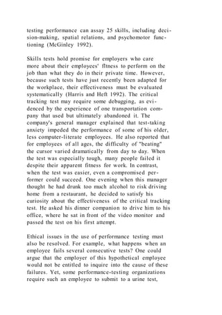 DEBRA R. COMER CrossroadsA Case Against Workplace Drug Tes | DOCX