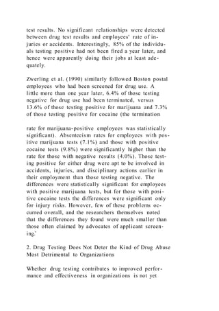 DEBRA R. COMER CrossroadsA Case Against Workplace Drug Tes | DOCX