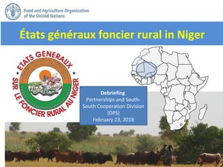 États généraux foncier rural in Niger
Debriefing
Partnerships and South-
South Cooperation Division
(DPS)
February 23, 2018
 