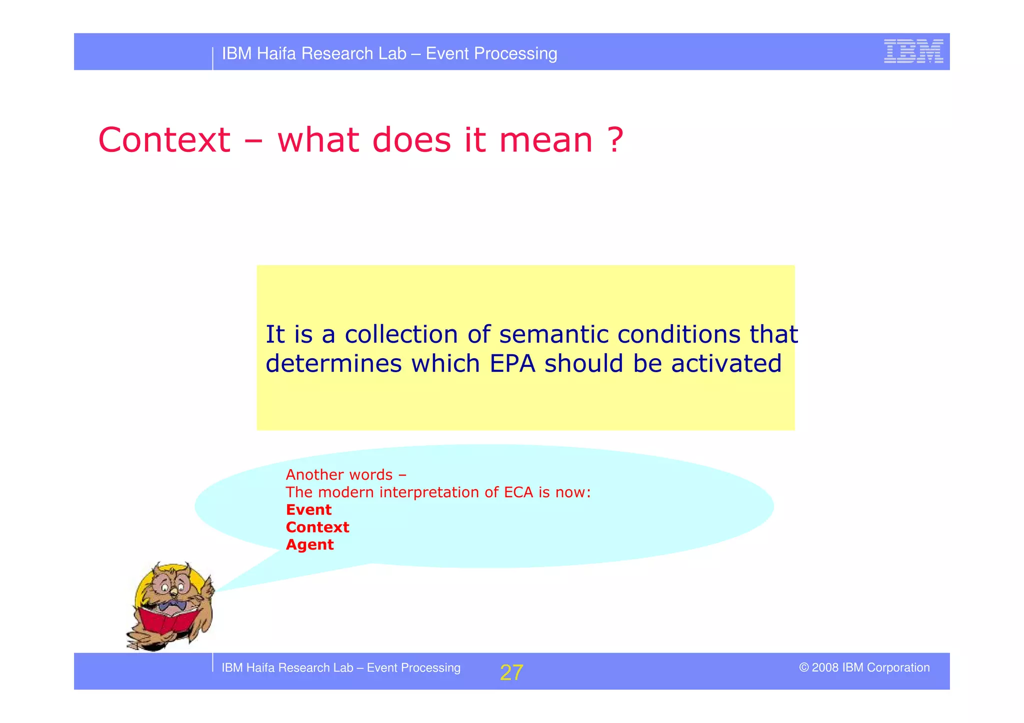 Tutorial in DEBS 2008 - Event Processing Patterns
