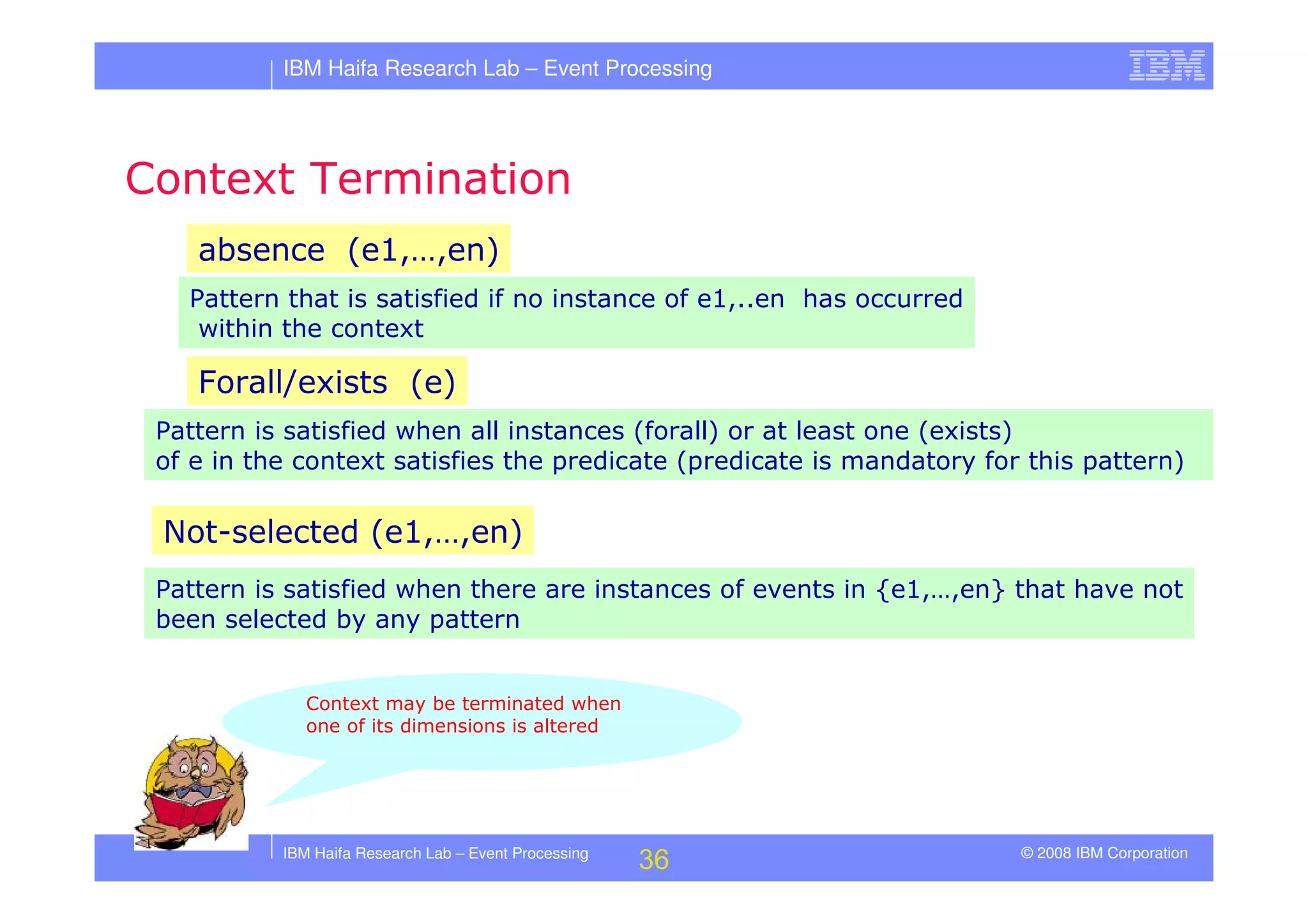 Tutorial in DEBS 2008 - Event Processing Patterns