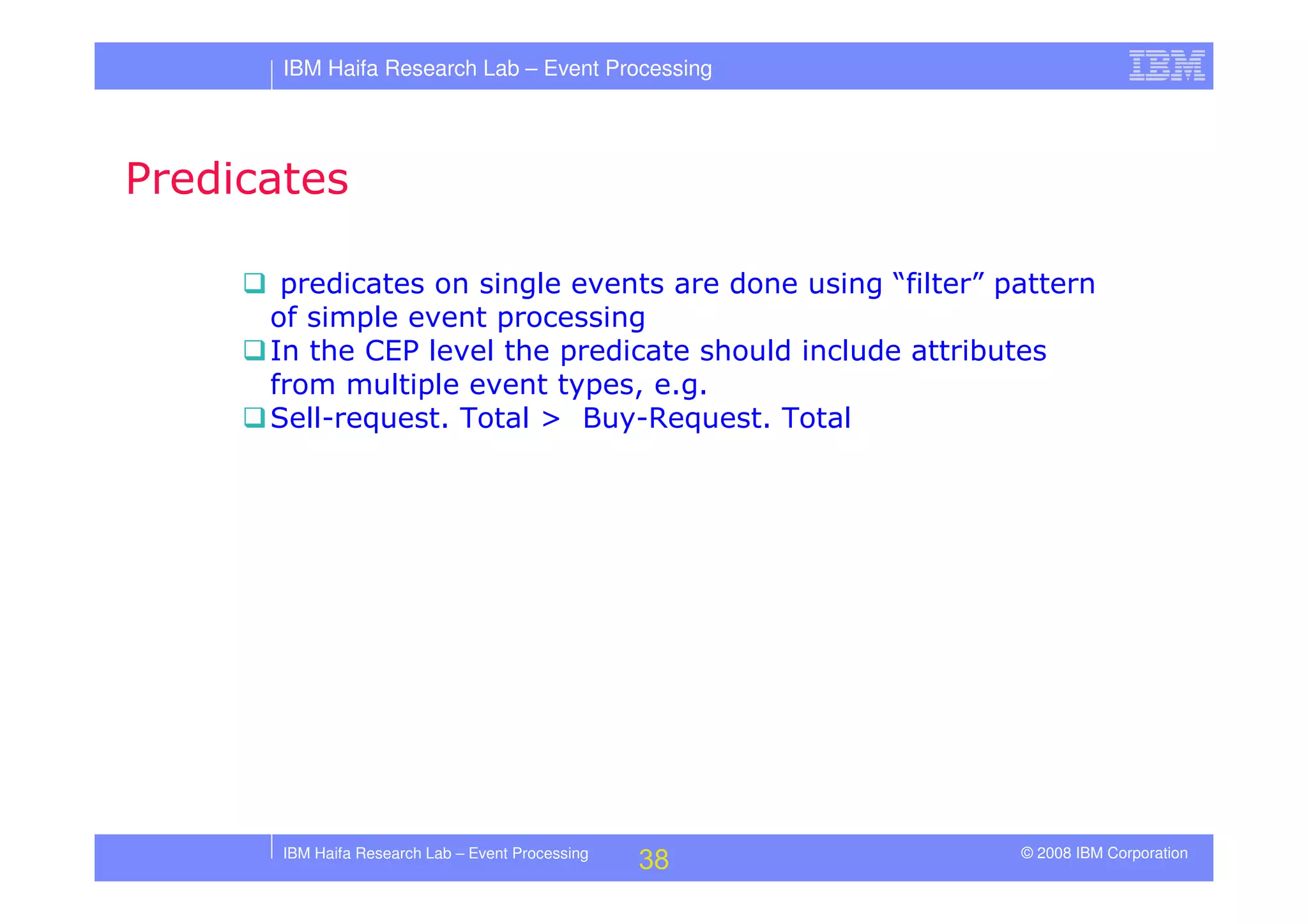 Tutorial in DEBS 2008 - Event Processing Patterns