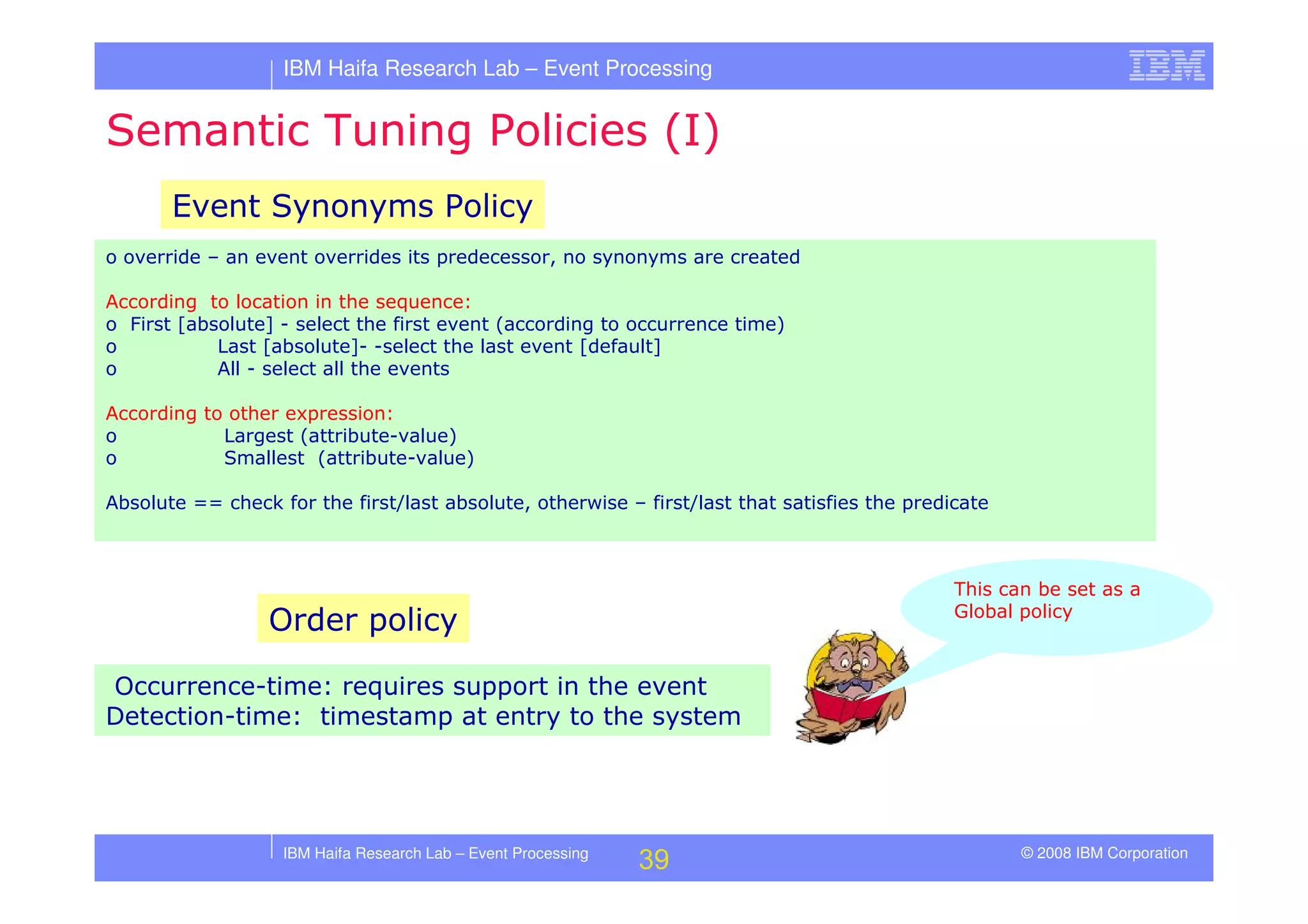 Tutorial in DEBS 2008 - Event Processing Patterns