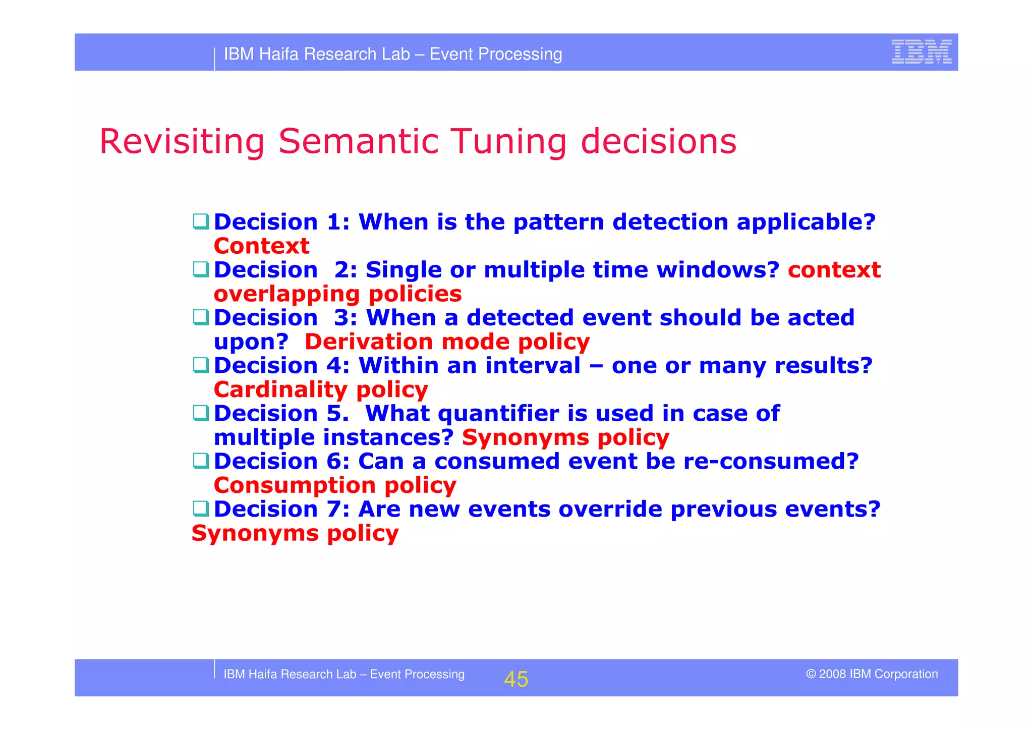 Tutorial in DEBS 2008 - Event Processing Patterns