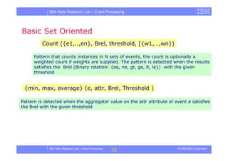 Tutorial in DEBS 2008 - Event Processing Patterns
