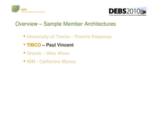 epts
  event processing technical society




Overview – Sample Member Architectures

     • University of Trento - Themis...