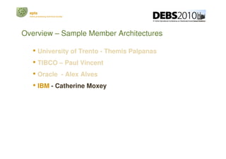 epts
  event processing technical society




Overview – Sample Member Architectures

     • University of Trento - Themis...