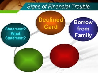 Signs of Financial Trouble Declined Card Borrow from Family Statement? What Statement? 