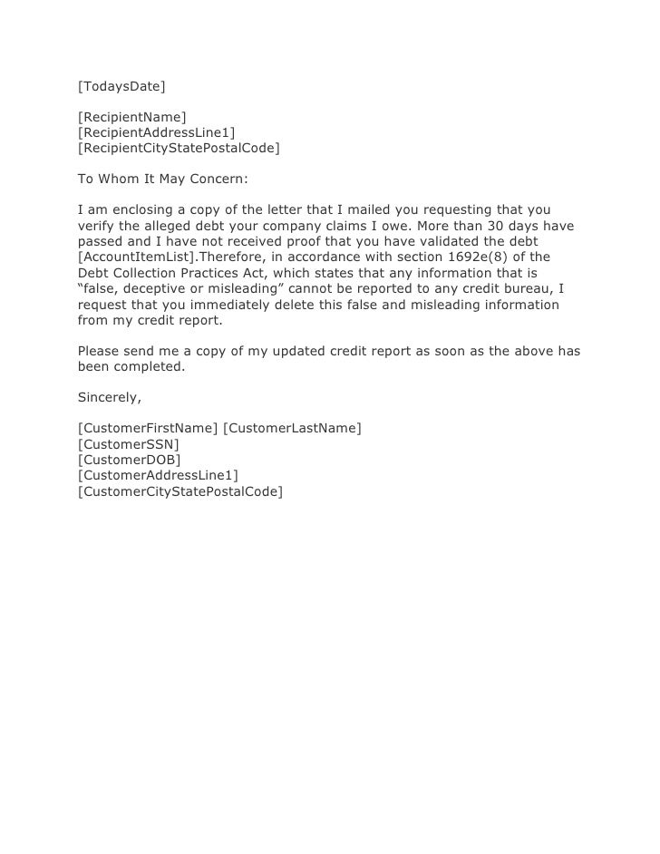 debt validation letter after 30 days debt verification letter