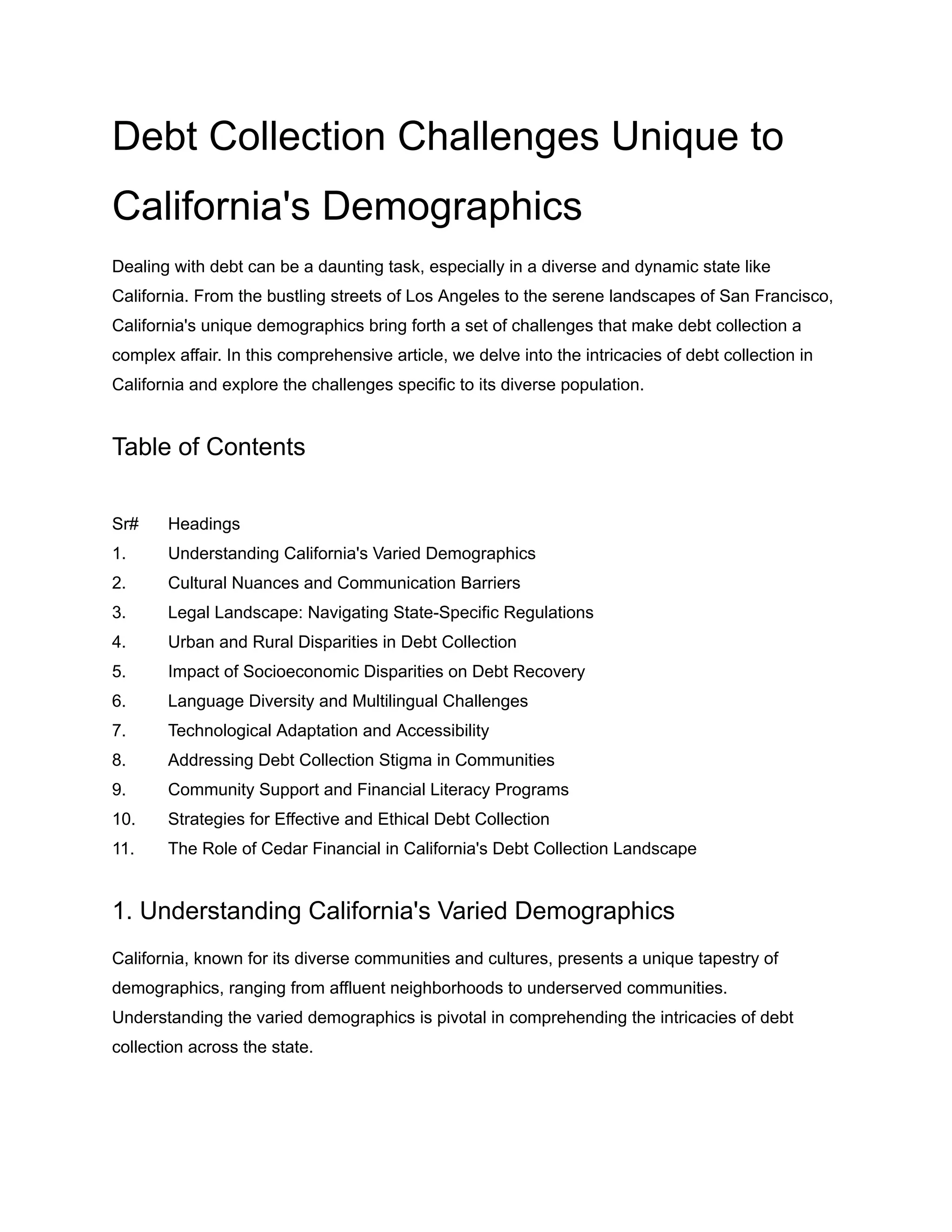 Navigating Unique Debt Collection Challenges in California's Diverse 