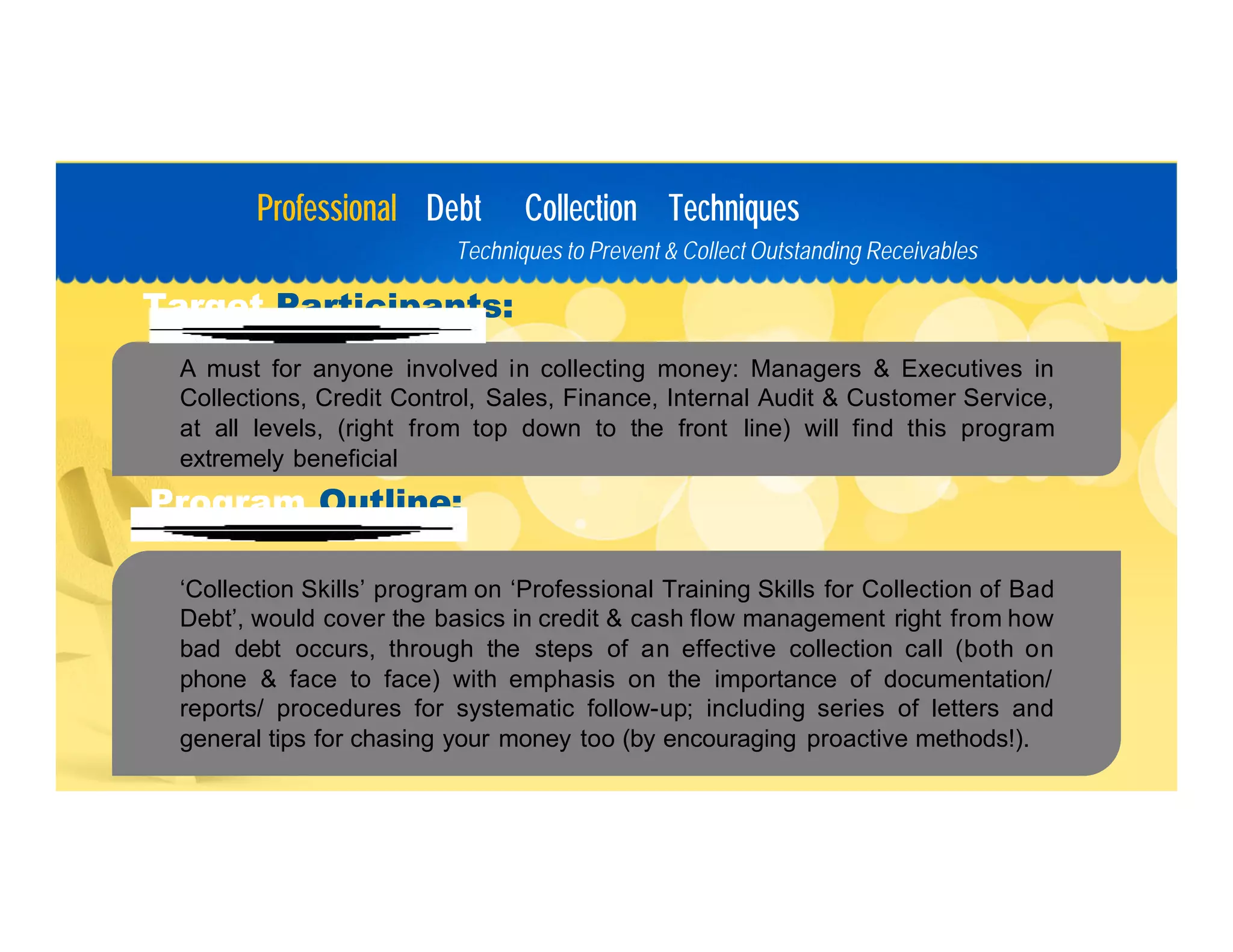Debt Collection Skills Techniques Pdf