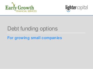 LIGHTER CAPITAL & EARLY GROWTH FINANCIAL SERVICES WEBINAR © COPYRIGHT 2015
Debt funding options
For growing small companies
 
