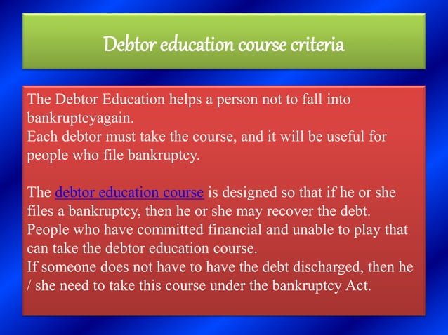 Debtor Education Course PPT