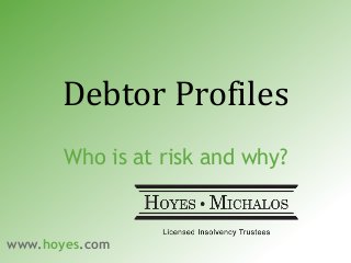 Debtor Profiles
Who is at risk and why?
www.hoyes.com
 