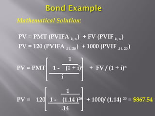 Pv01 Calculation Debt valuation and interest rates bonds | PPT