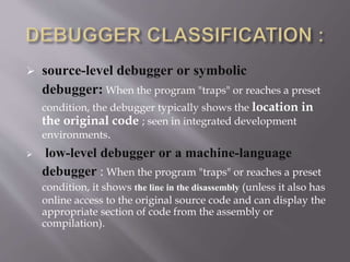 Debuggers in system software | PPT