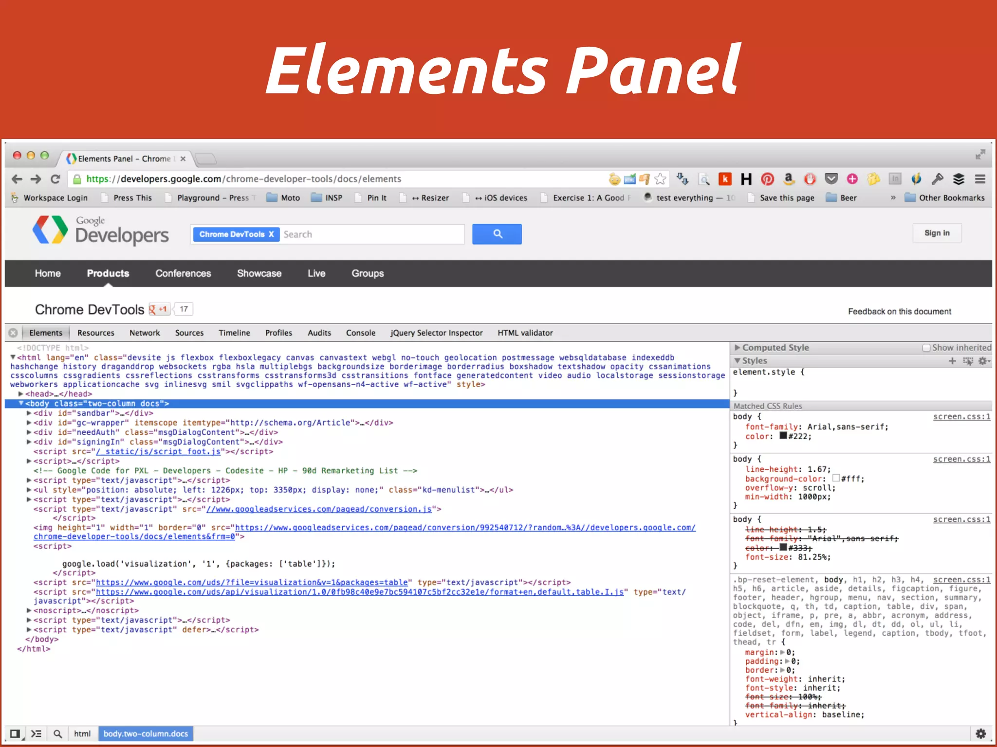 Elements Panel
 