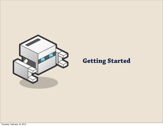 Getting Started




Thursday, February 16, 2012
 