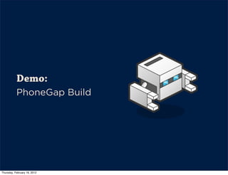 Demo:
           PhoneGap Build




Thursday, February 16, 2012
 