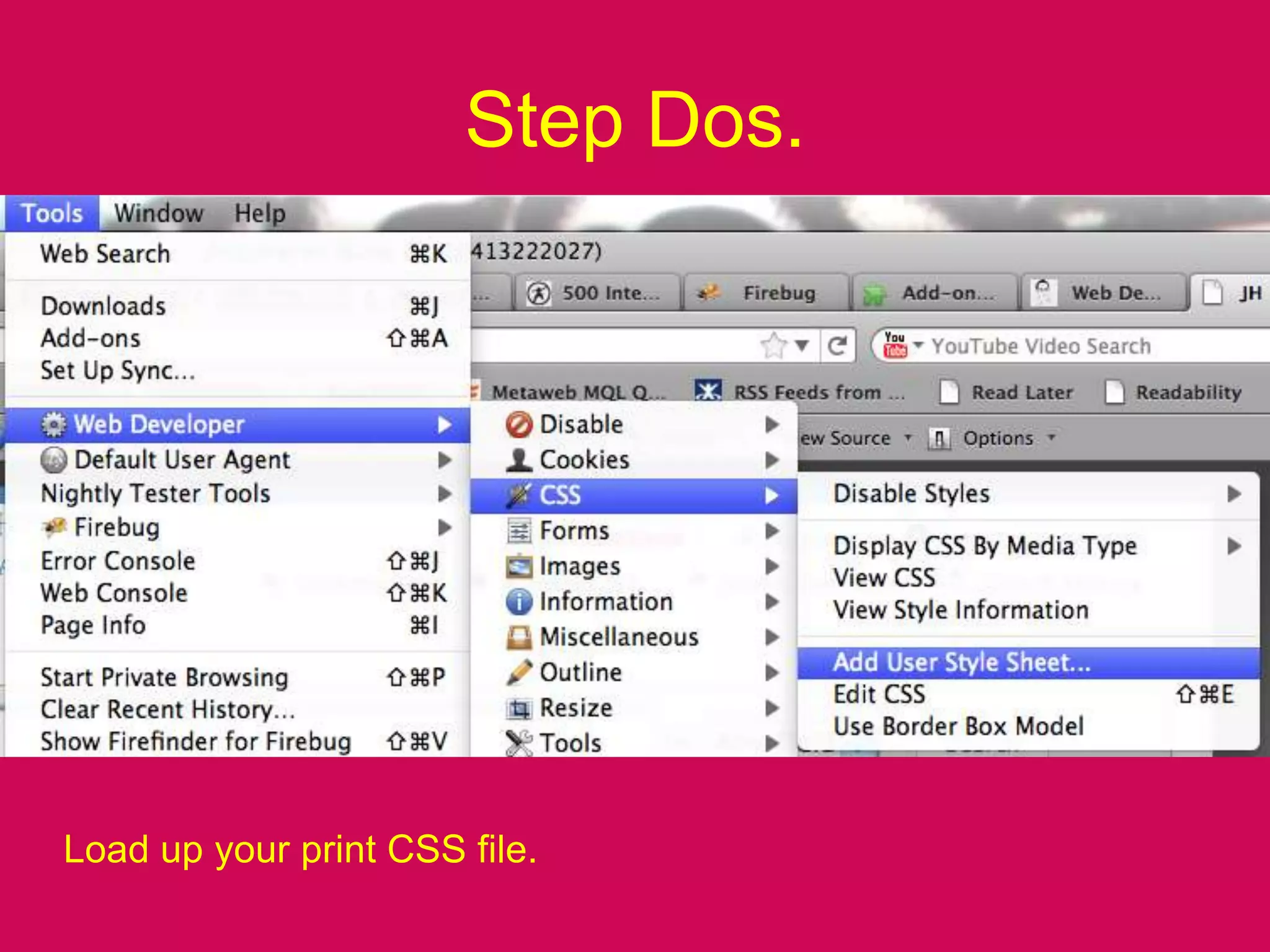 Step Dos.Load up your print CSS file.