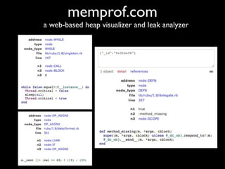 memprof.com
a web-based heap visualizer and leak analyzer
 