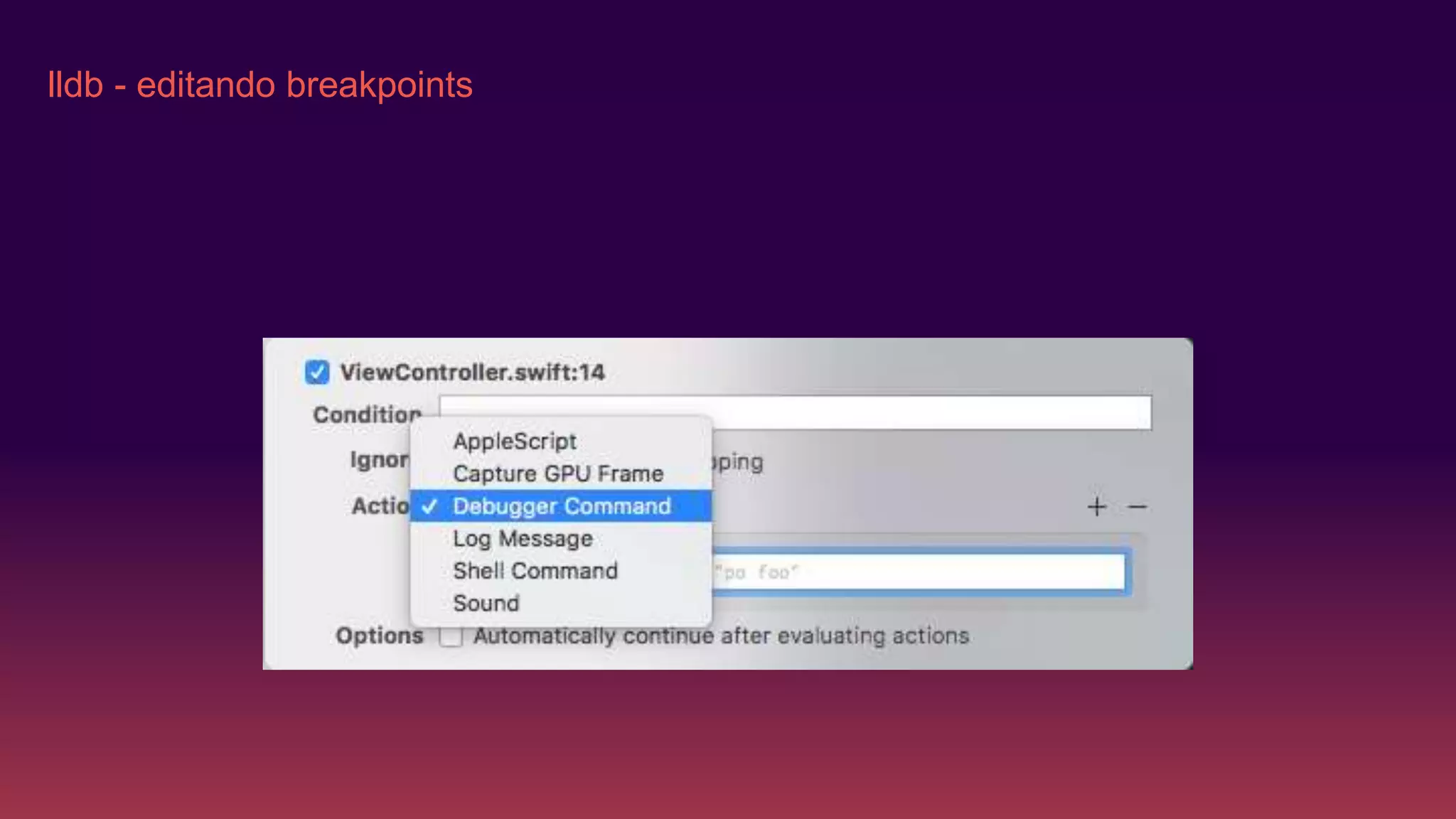 lldb - editando breakpoints
 